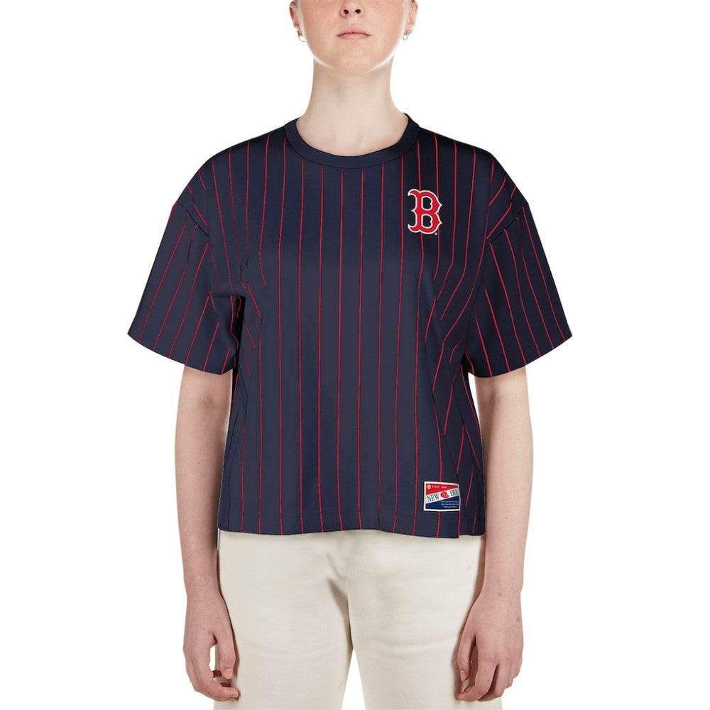 Boston Red Sox Women's Boxy Pinstripe T-Shirt Navy | New Era