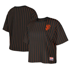 San Francisco Giants Women's Boxy Pinstripe T-Shirt Black | New Era