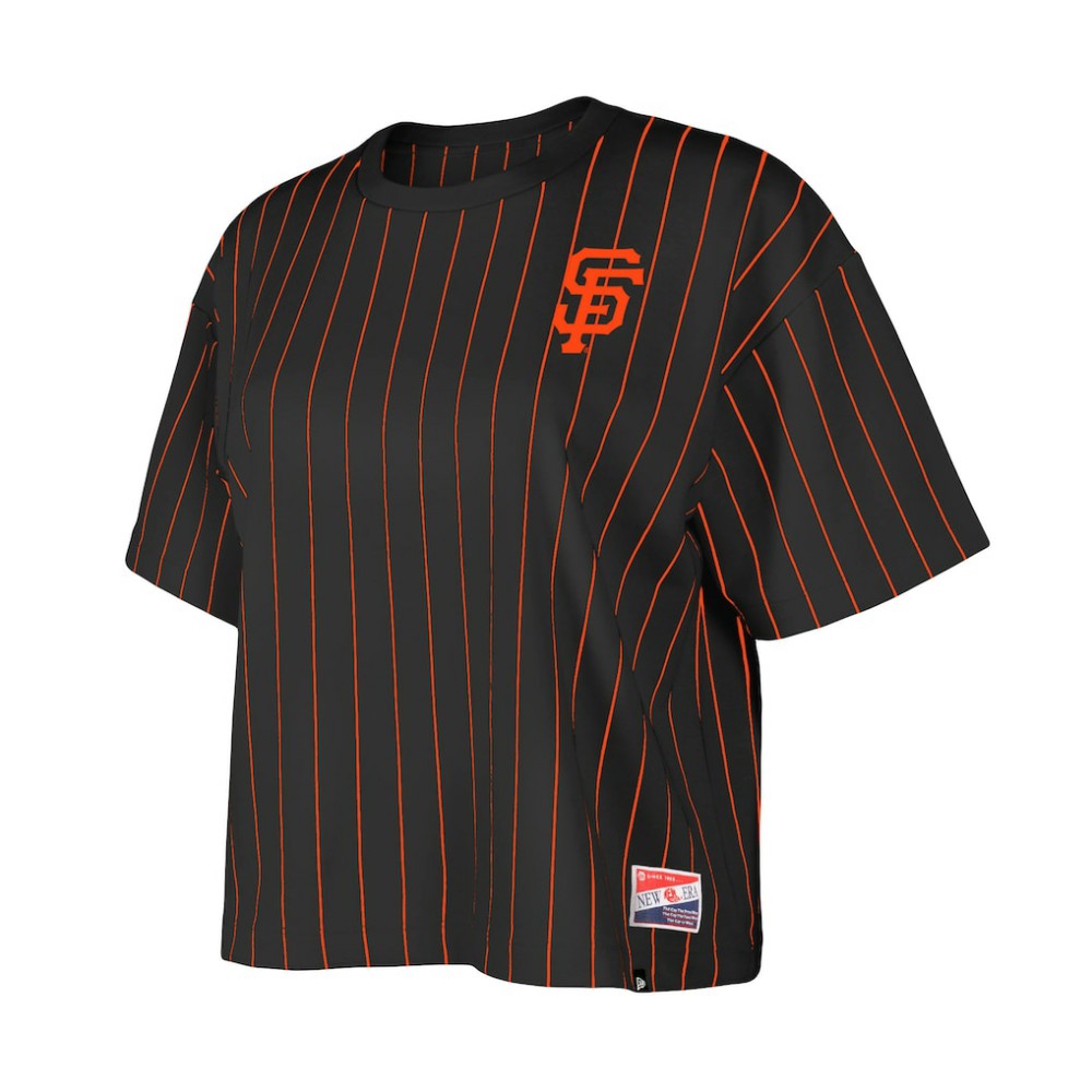 San Francisco Giants Women's Boxy Pinstripe T-Shirt Black | New Era