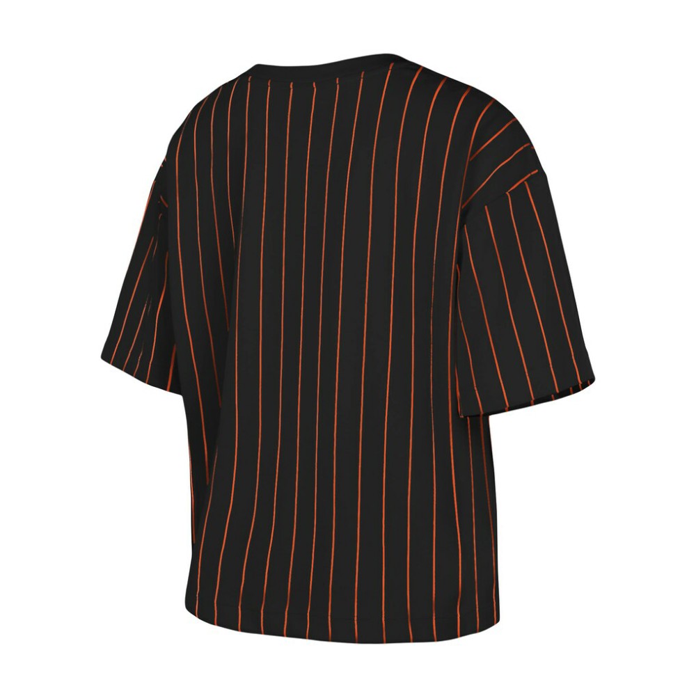 San Francisco Giants Women's Boxy Pinstripe T-Shirt Black | New Era