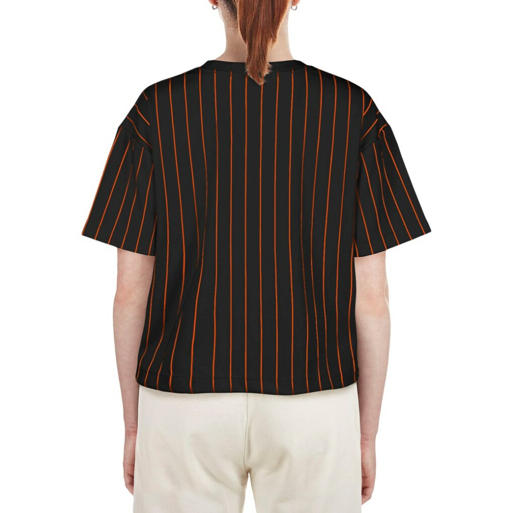 San Francisco Giants Women's Boxy Pinstripe T-Shirt Black | New Era