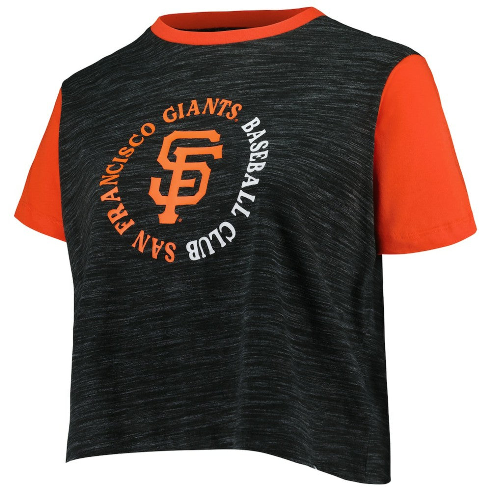 San Francisco Giants Women's Plus Size Crossover Back Cropped T-Shirt Black | New Era