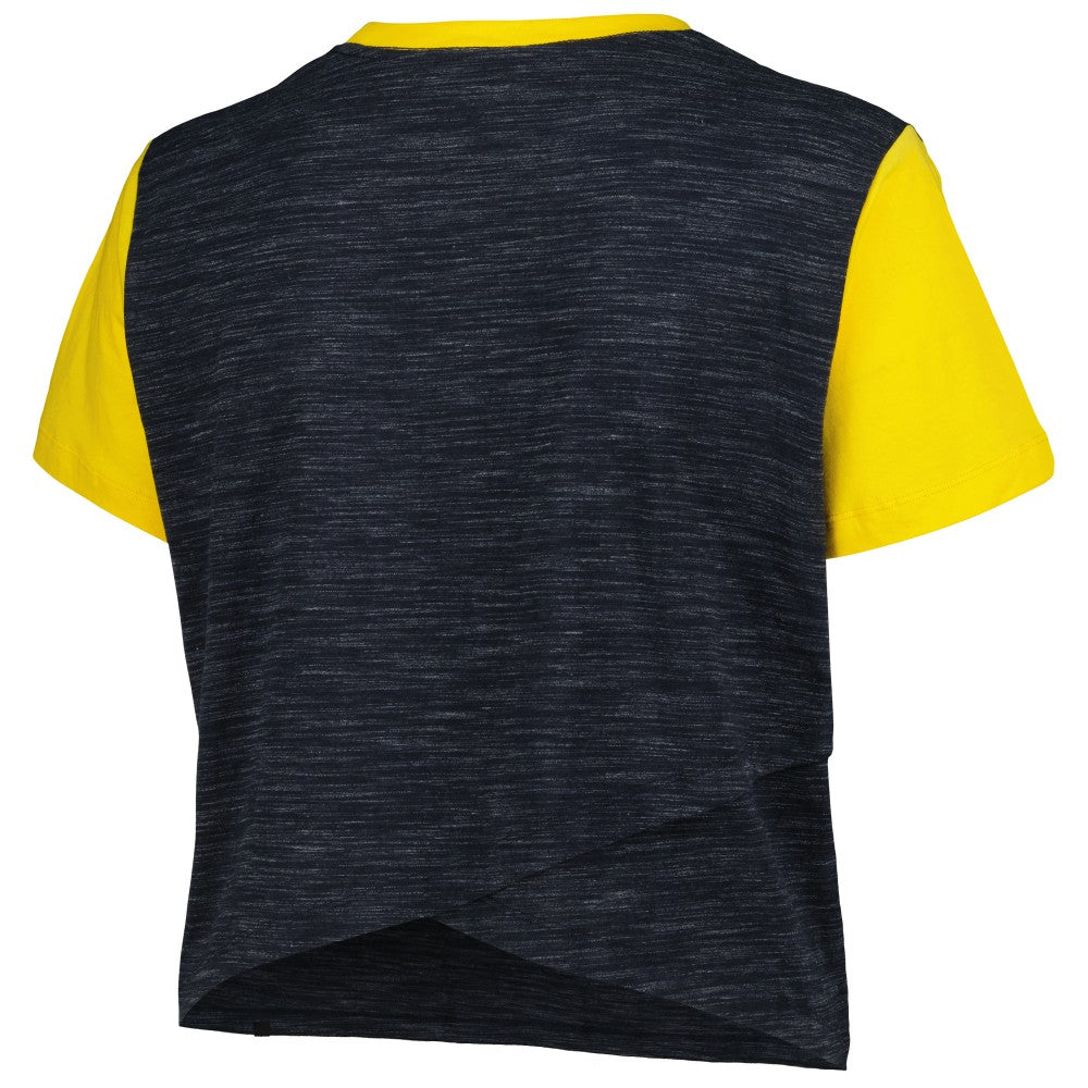 Milwaukee Brewers Women's Plus Size Crossover Back Cropped T-Shirt Navy | New Era