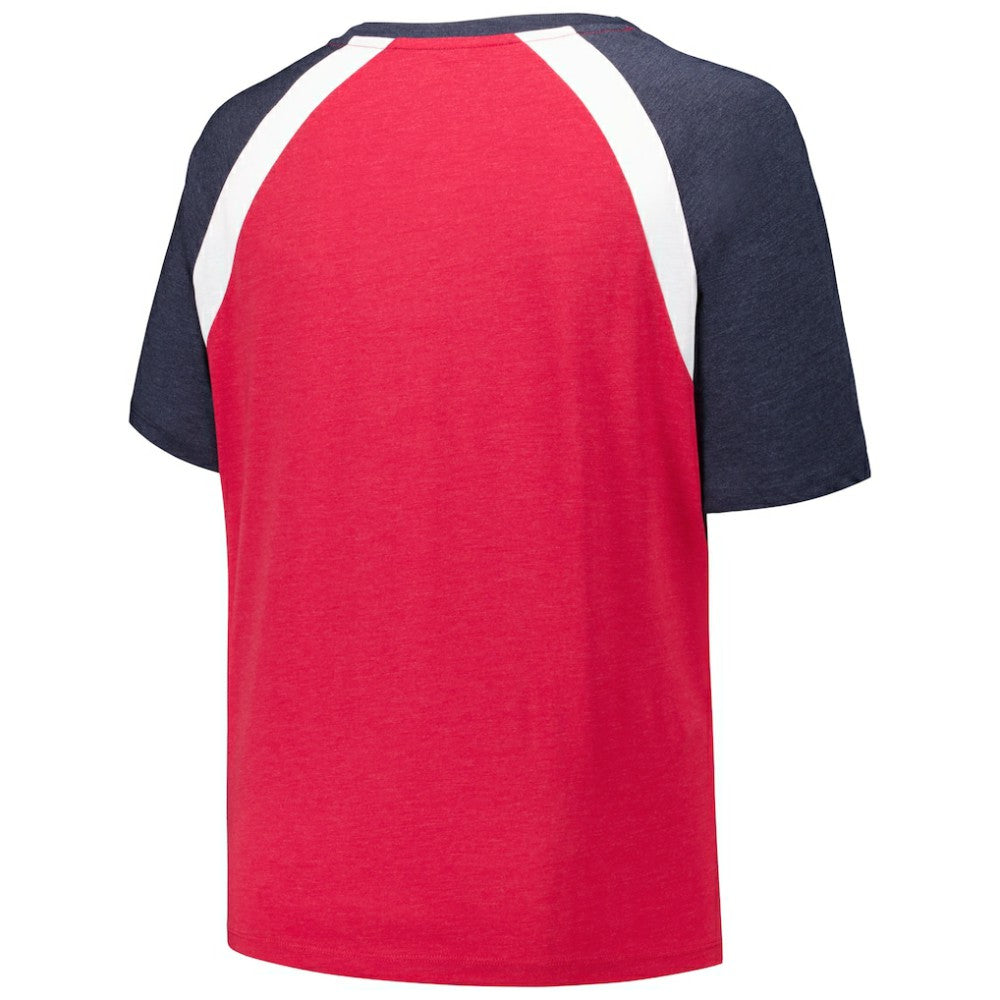 Atlanta Braves Women's Plus Size Raglan V-Neck T-Shirt Red | New Era