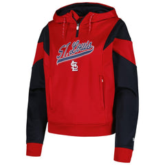 St. Louis Cardinals Women's Color Block Fleece Quarter-Zip Hoodie Red | New Era