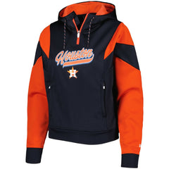 Houston Astros Women's Color Block Fleece Quarter-Zip Hoodie Navy | New Era