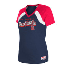 St. Louis Cardinals Women's Heathered Raglan V-Neck T-Shirt Navy | New Era