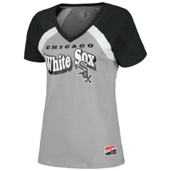 Chicago White Sox Women's Heathered Raglan V-Neck T-Shirt Gray | New Era