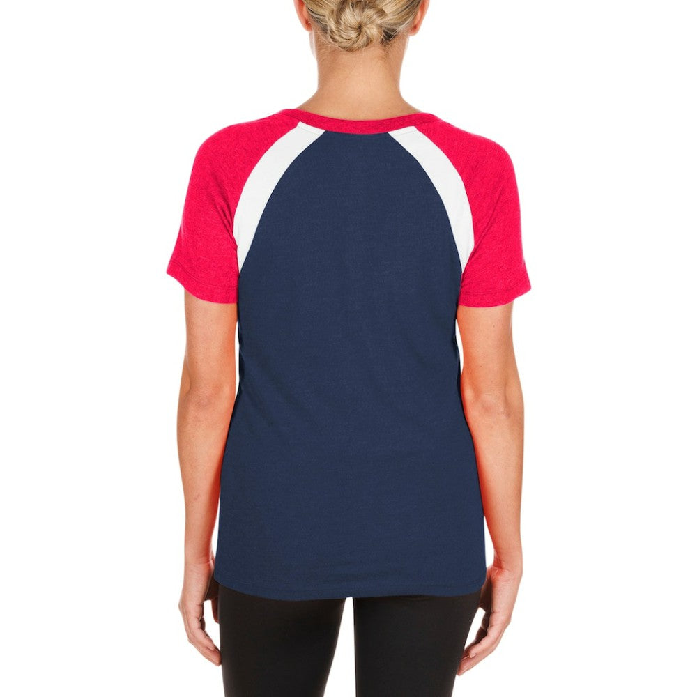 Los Angeles Angels Women's Heathered Raglan V-Neck T-Shirt Navy | New Era