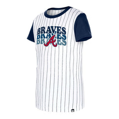 Atlanta Braves Girls Youth Pinstripe T-Shirt White | New Era