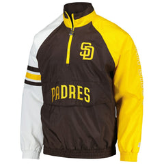 San Diego Padres Starter Elite Raglan Half-Zip Jacket Brown/Gold