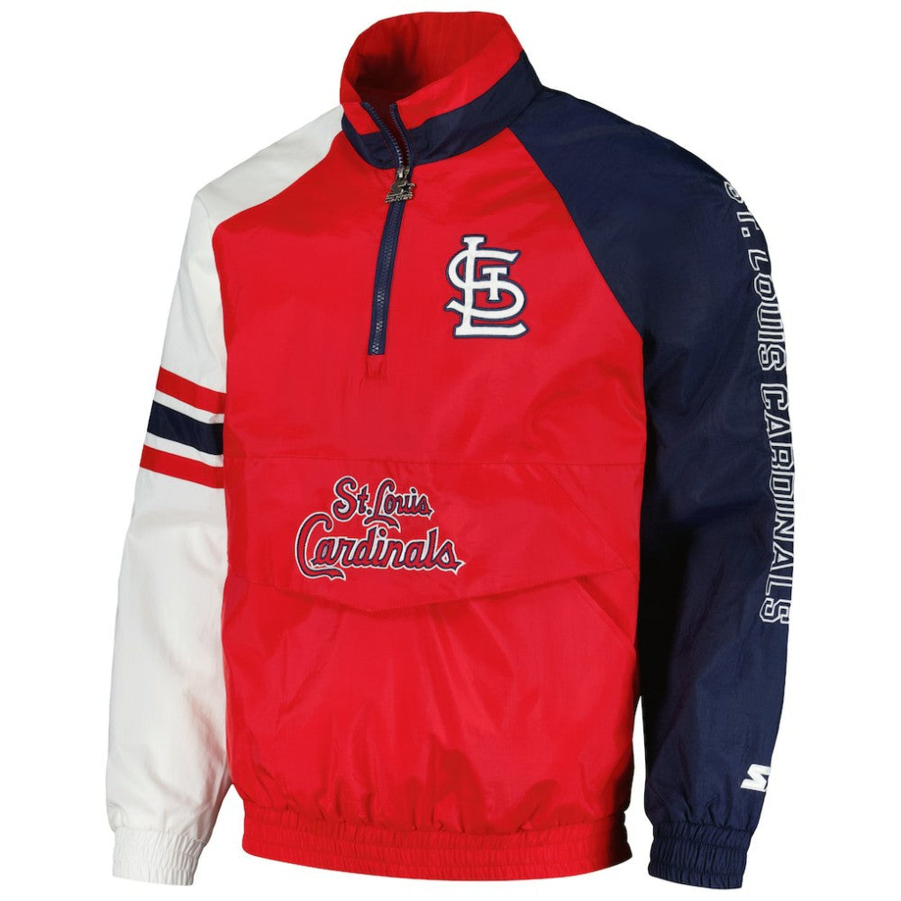 St. Louis Cardinals Starter Elite Raglan Half-Zip Jacket Red/Navy