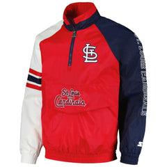 St. Louis Cardinals Starter Elite Raglan Half-Zip Jacket Red/Navy