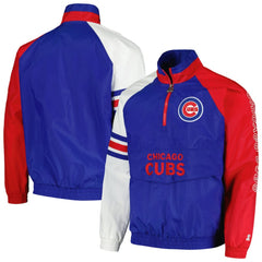 Chicago Cubs Starter Elite Raglan Half-Zip Jacket Royal/Red