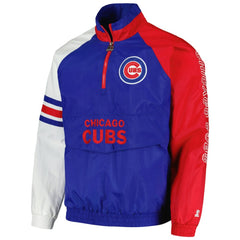 Chicago Cubs Starter Elite Raglan Half-Zip Jacket Royal/Red