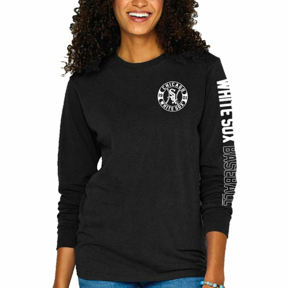 Chicago White Sox Soft as a Grape Women's Pigment-Dyed Long Sleeve T-Shirt Black