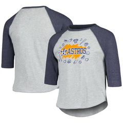 Houston Astros Soft as a Grape Youth Raglan 3/4 Sleeve T-Shirt Heather Gray