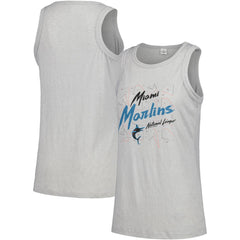 Miami Marlins Soft as a Grape Women's Gauze High Neck Tank Top Gray