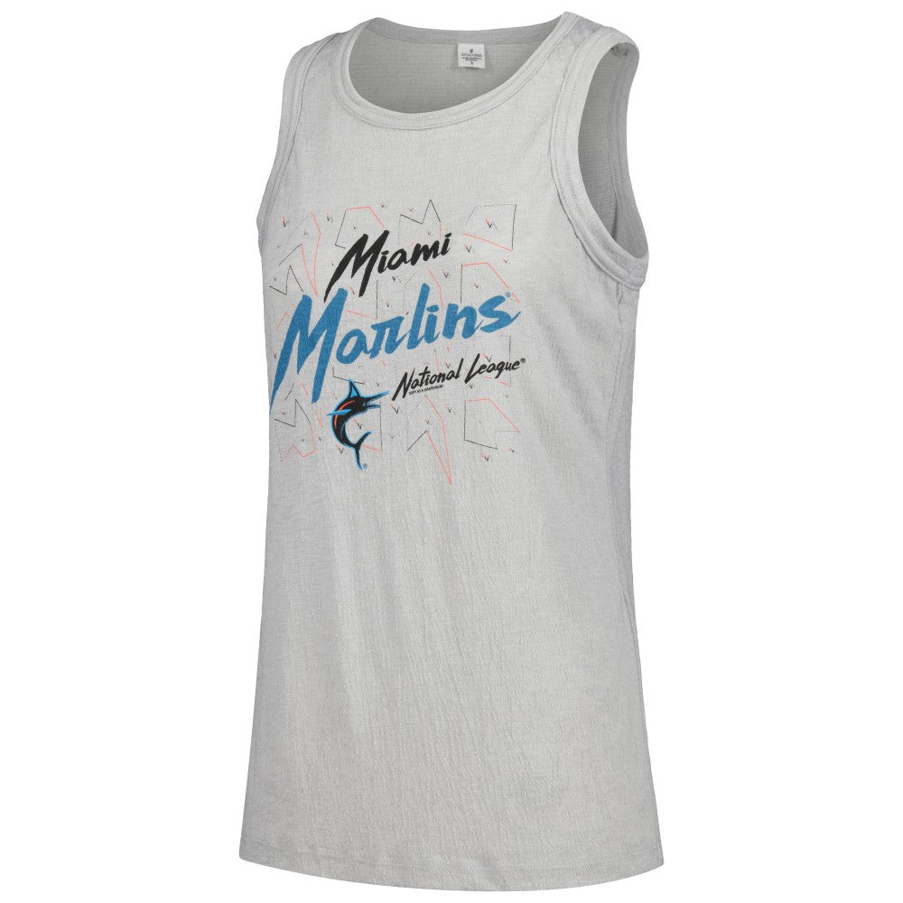 Miami Marlins Soft as a Grape Women's Gauze High Neck Tank Top Gray