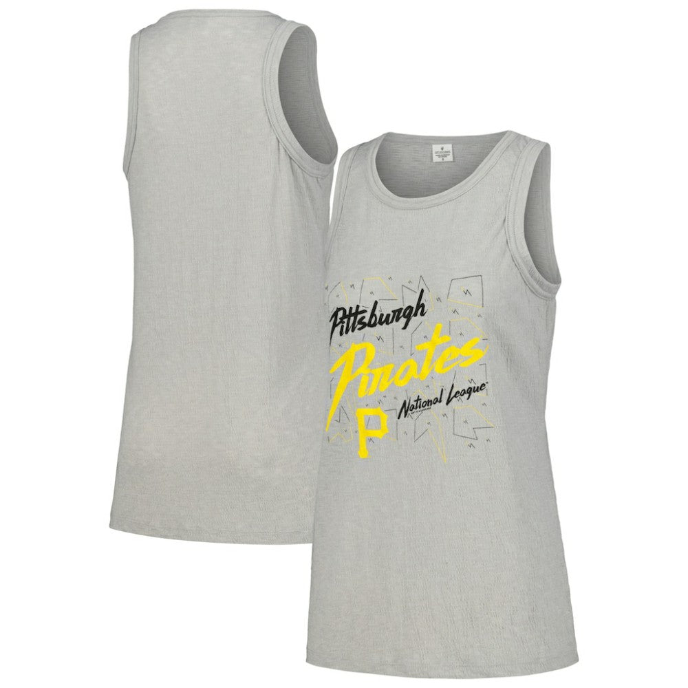 Pittsburgh Pirates Soft as a Grape Women's Gauze High Neck Tank Top Gray