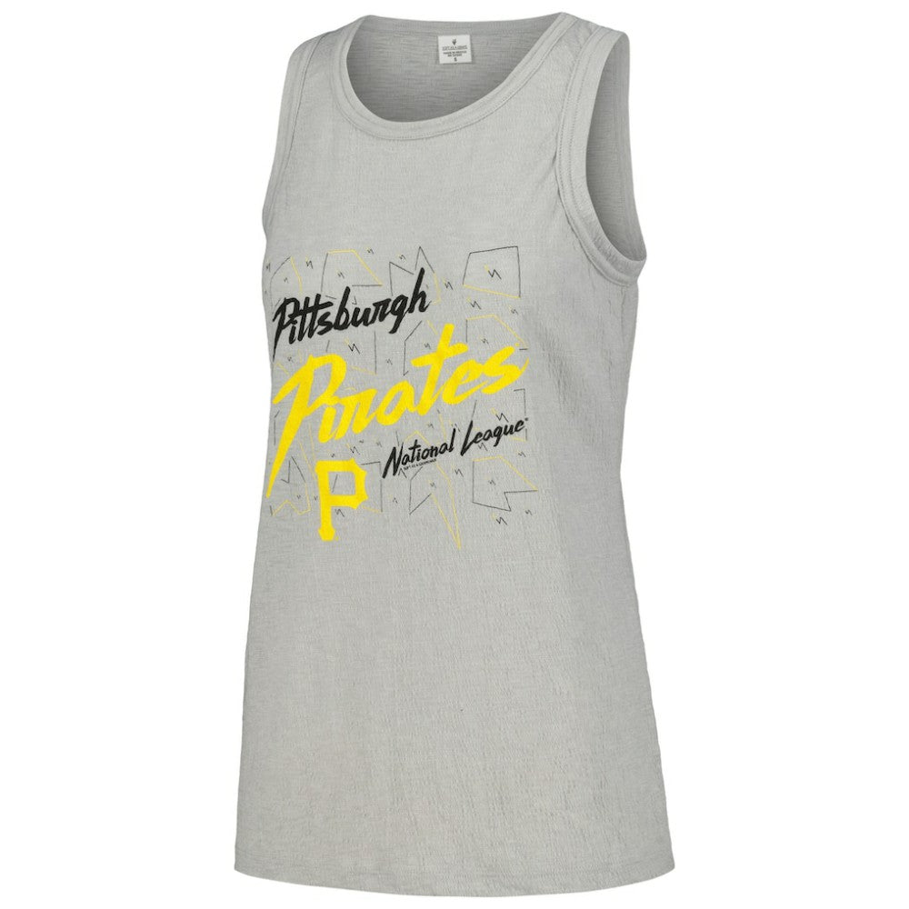 Pittsburgh Pirates Soft as a Grape Women's Gauze High Neck Tank Top Gray