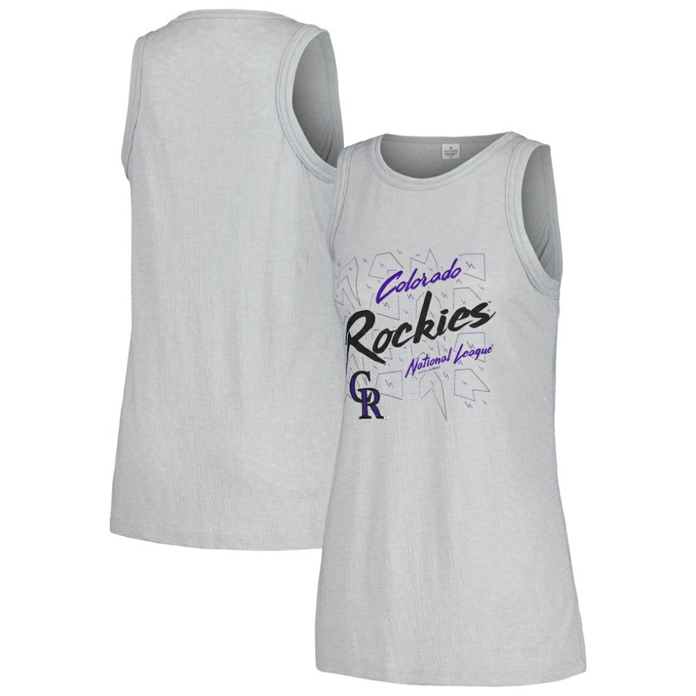Colorado Rockies Soft as a Grape Women's Gauze High Neck Tank Top Gray
