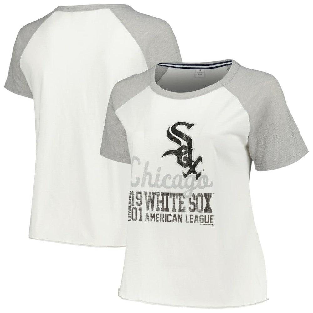 Chicago White Sox Soft as a Grape Women's Plus Size Baseball Raglan T-Shirt White