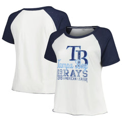 Tampa Bay Rays Soft as a Grape Women's Plus Size Baseball Raglan T-Shirt White