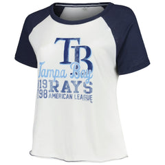 Tampa Bay Rays Soft as a Grape Women's Plus Size Baseball Raglan T-Shirt White