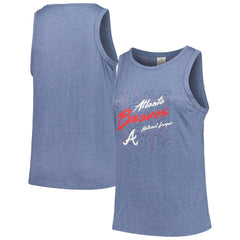 Atlanta Braves Soft as a Grape Women's Plus Size Curvy High Neck Tri-Blend Tank Top Navy