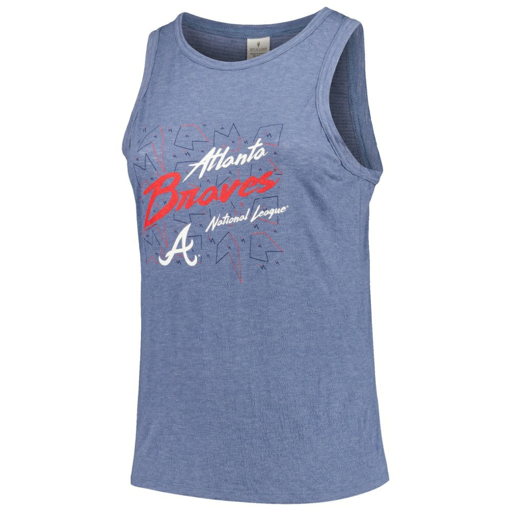 Atlanta Braves Soft as a Grape Women's Plus Size Curvy High Neck Tri-Blend Tank Top Navy