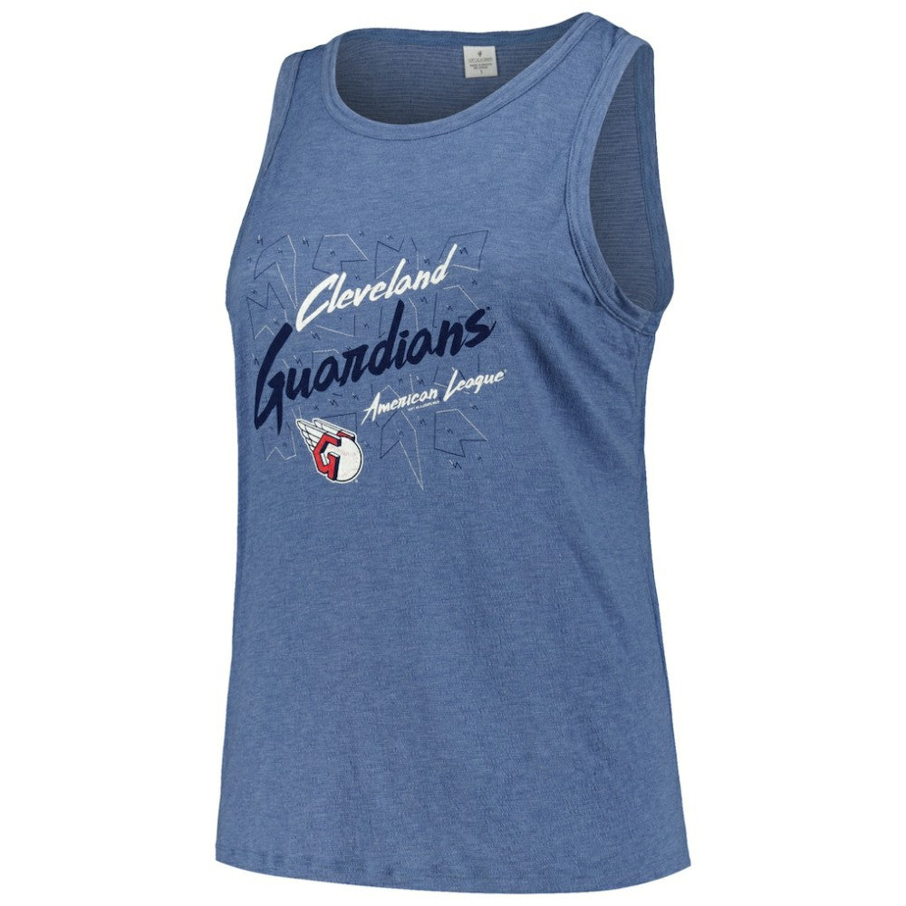Cleveland Guardians Soft as a Grape Women's Plus Size Curvy High Neck Tri-Blend Tank Top Navy