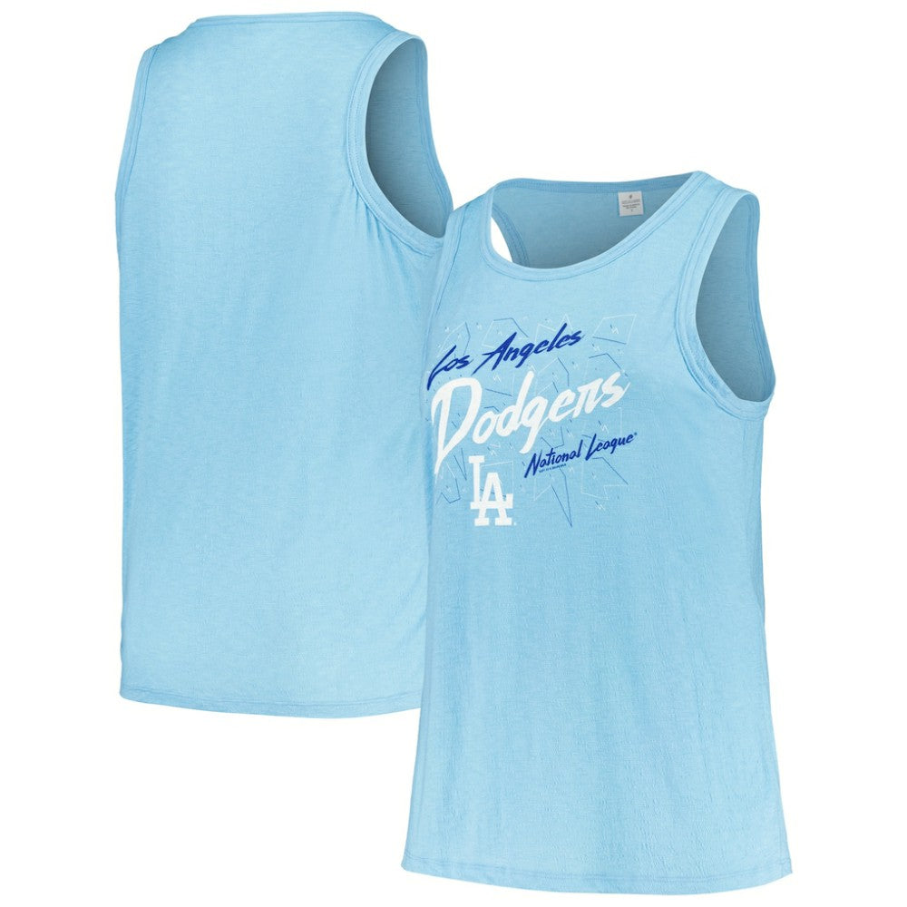 Los Angeles Dodgers Soft as a Grape Women's Plus Size Curvy High Neck Tri-Blend Tank Top Light Blue