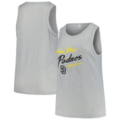 San Diego Padres Soft as a Grape Women's Plus Size Curvy High Neck Tri-Blend Tank Top Steel
