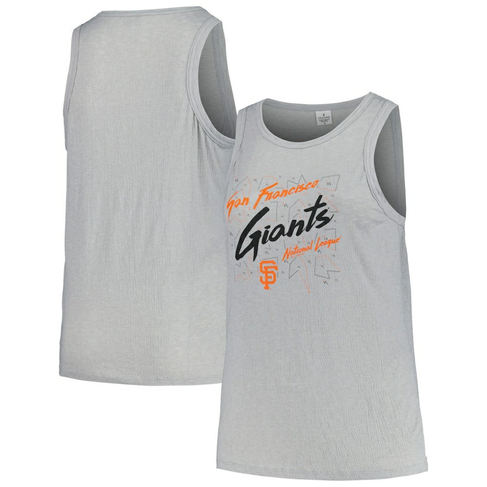 San Francisco Giants Soft as a Grape Women's Plus Size Curvy High Neck Tri-Blend Tank Top Steel