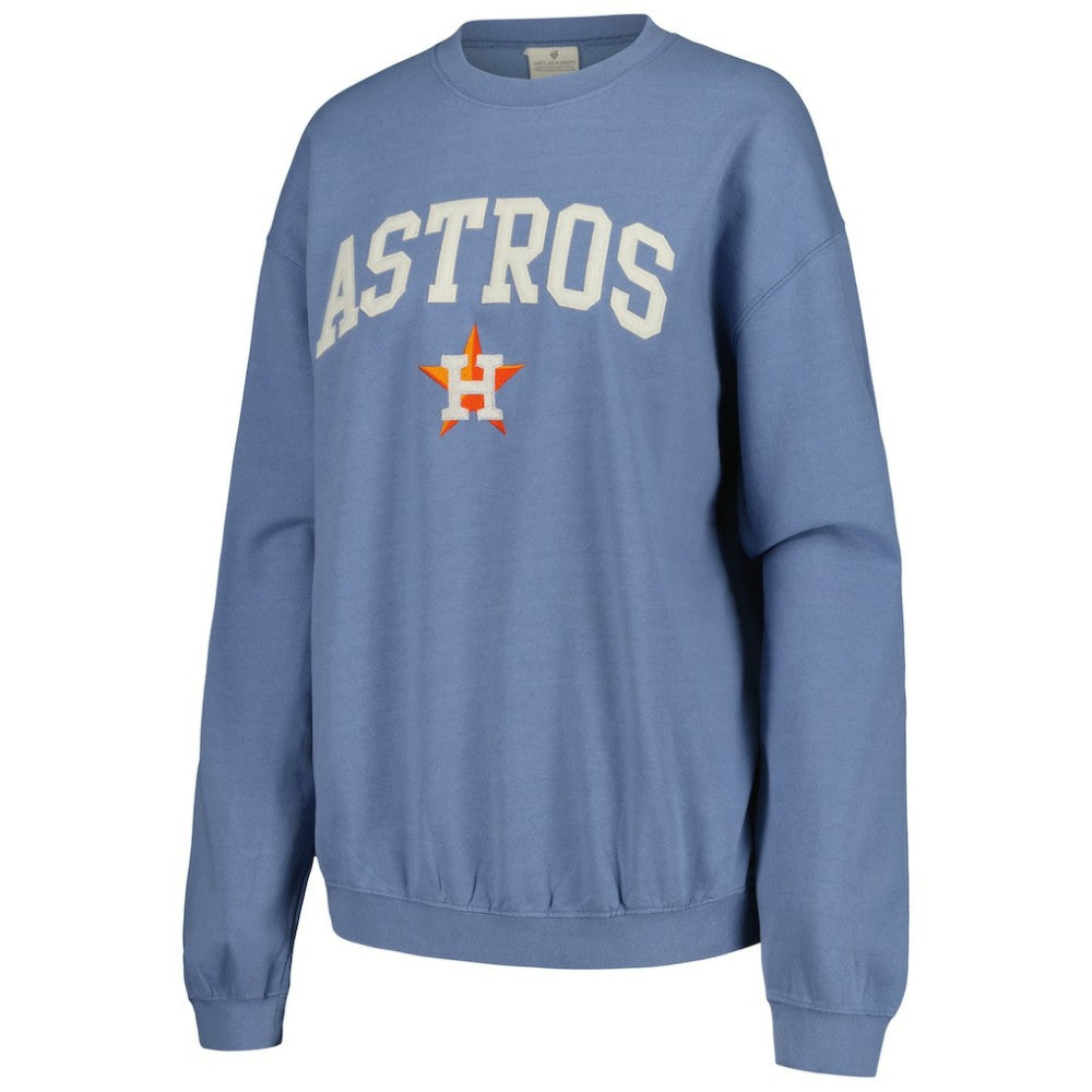 Houston Astros Soft as a Grape Women's Pigment Dye Pullover Sweatshirt Navy