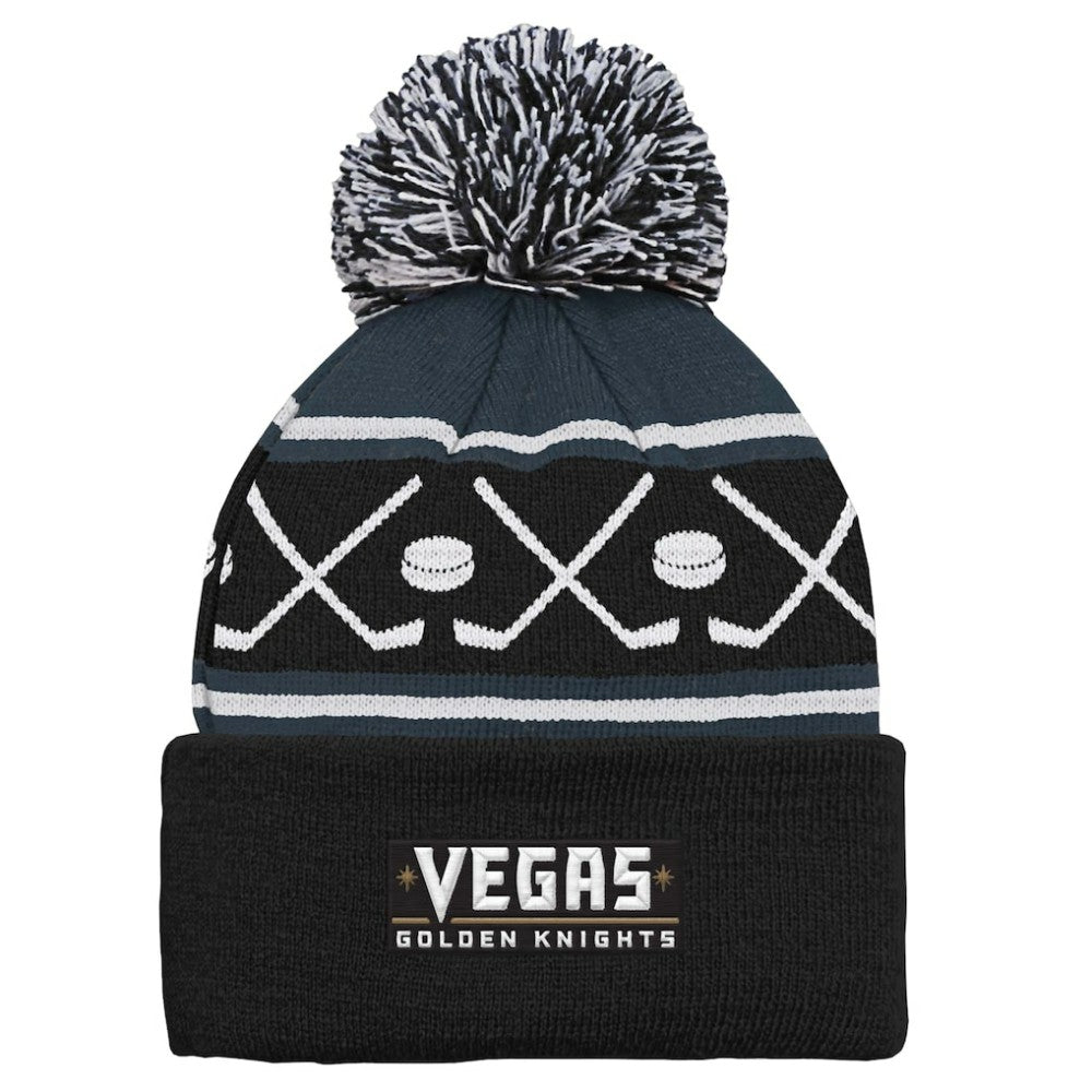 Vegas Golden Knights Preschool Faceoff Cuffed Knit Hat with Pom Black