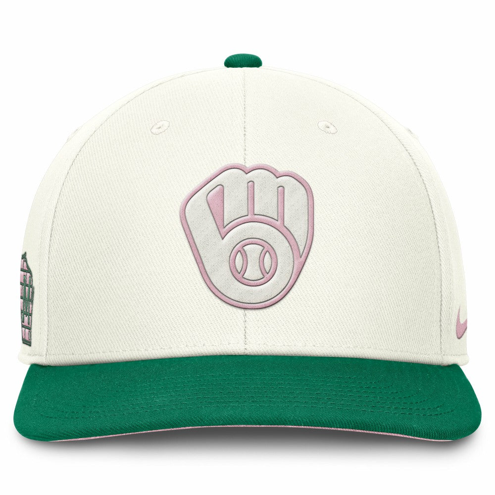 Milwaukee Brewers Sail Pro Performance Snapback Hat Cream/Green | Nike