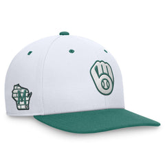 Milwaukee Brewers Bicoastal Two-Tone Pro Performance Snapback Hat White/Green | Nike
