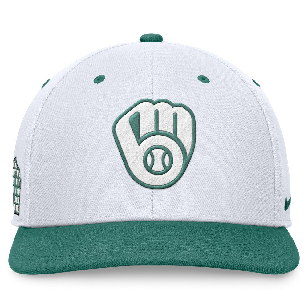 Milwaukee Brewers Bicoastal Two-Tone Pro Performance Snapback Hat White/Green | Nike