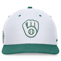 Milwaukee Brewers Bicoastal Two-Tone Pro Performance Snapback Hat White/Green | Nike