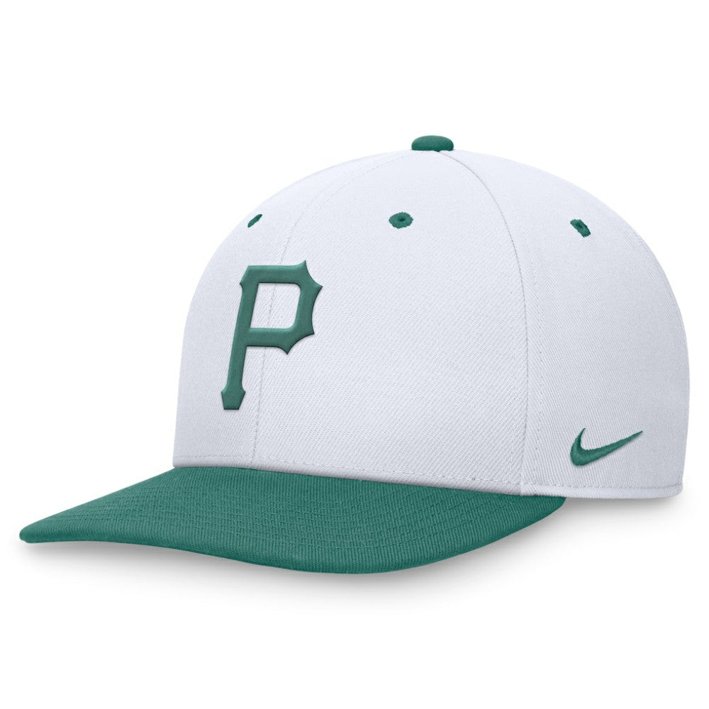 Pittsburgh Pirates Bicoastal Two-Tone Pro Performance Snapback Hat White/Green | Nike