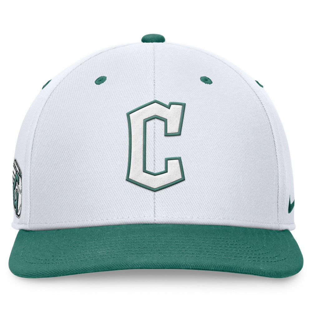 Cleveland Guardians Bicoastal Two-Tone Pro Performance Snapback Hat White/Green | Nike