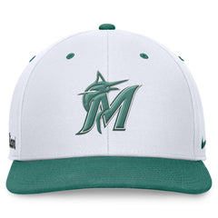 Miami Marlins Bicoastal Two-Tone Pro Performance Snapback Hat White/Green | Nike