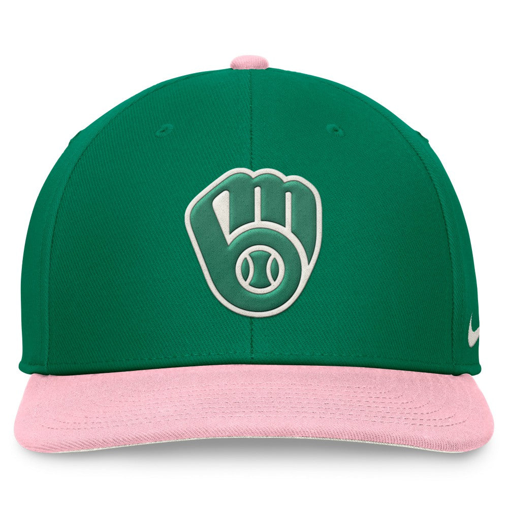 Milwaukee Brewers Malachite Pro Performance Snapback Hat Green/Pink | Nike