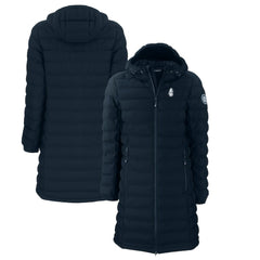 Chicago Cubs Cutter & Buck Women's Cooperstown Collection Mission Ridge Repreve Eco Insulated Long Full-Zip Puffer Jacket Navy