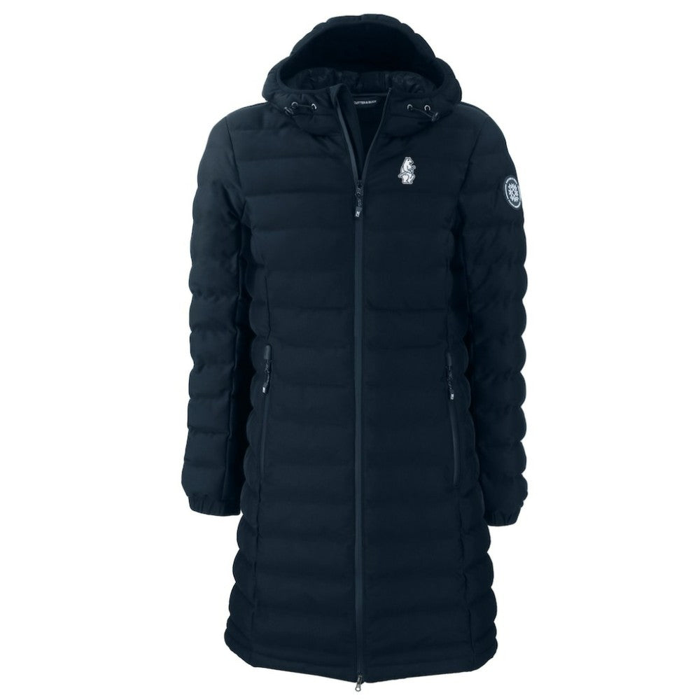 Chicago Cubs Cutter & Buck Women's Cooperstown Collection Mission Ridge Repreve Eco Insulated Long Full-Zip Puffer Jacket Navy