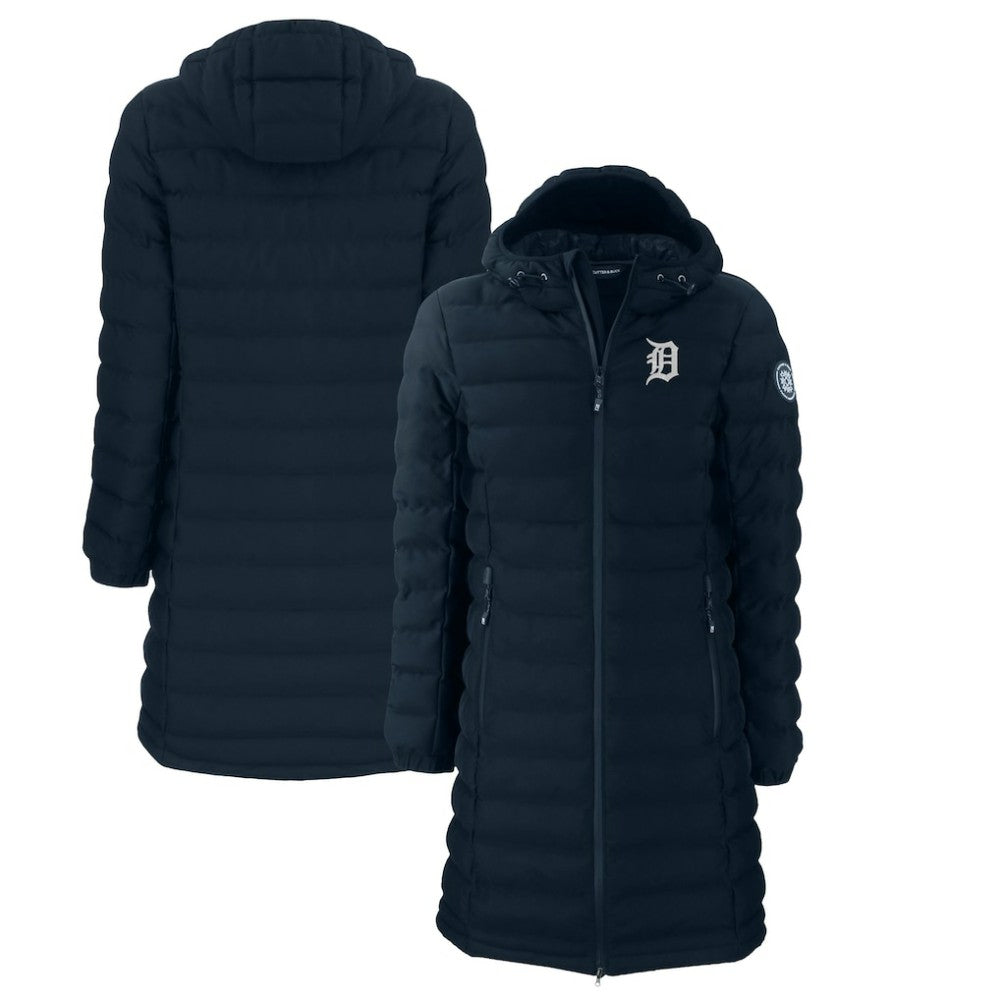 Detroit Tigers Cutter & Buck Women's Mission Ridge Repreve Eco Insulated Full-Zip Long Puffer Jacket Navy