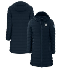 Detroit Tigers Cutter & Buck Women's Mission Ridge Repreve Eco Insulated Full-Zip Long Puffer Jacket Navy