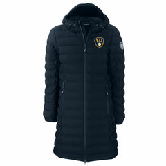 Milwaukee Brewers Cutter & Buck Women's Mission Ridge Repreve Eco Insulated Full-Zip Long Puffer Jacket Navy